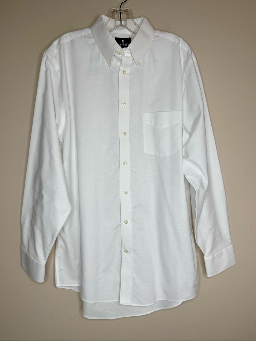 Stafford Wrinkle Free Oxford White Button-Down Shirt Size 17.5